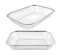 SHINEOFI Cestello Scolapiatti in Acciaio Inox 2 Pezzi Colino a Rete Rettangolare 30X22 CM per Lavare e Scolare Frutta e Verdura Scolapasta da Cucina Resistente e Multiuso per Uso