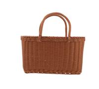 SHINEOFI Cestino da Picnic Intrecciato in Vimini Piccolo con Manico Portatile, Cesto da Giardino per Raccolta Verdure e Frutta, Organizer Rustico per Picnic e Decorazione Esterna, Colore