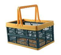 SHINEOFI Cestino Pieghevole in Plastica Verde con Manico Organizer da Tavolo Leggero per Giocattoli Snack e Uso Domestico Salvaspazio e Portatile