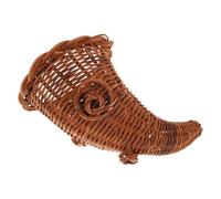SHINEOFI Cesto Cornucopia in Vimini Intrecciato a Mano, Porta Frutta e Snack, Design Rustico Vintage in Rattan, come Centrotavola per Decorazioni Autunnali e Feste