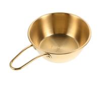 SHINEOFI Ciotola da Barba Uomo con Manico Oro in Acciaio Inossidabile Produce Schiuma Ricca, Multifunzionale, Elegante per Rasatura e Viaggio D'affari