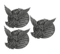 SHINEOFI Clip per Visiera Auto Angelo in Lega Argento 3 Pezzi Funzione Robusta e Decorativa per Sicurezza e Benedizione Durante Viaggio