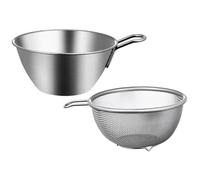 SHINEOFI Colino in Acciaio Inox con Manico Set 2 Pezzi, Scolapasta per Lavare Riso e Frutta, Setaccio a Maglia Fine per Cucina, Filtro Resistente senza Odori, per Verdura e Uso Quotidiano