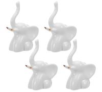 SHINEOFI Copribulloni per Wc in Ceramica Decorativi a Forma di Elefante Bianchi Set da 4 Pezzi per Pavimento Bagno Accessori per Sanitari Protezione Anti-Corrosione e Installazione