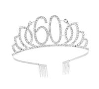 SHINEOFI Corona Numerica 60 Anni Argento, Copricapo da Donna Elegante e Accessorio per Chioma, Decorazione Creativa per Torta di Compleanno