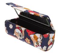 SHINEOFI Custodia per Rossetto Portatile Mini, Contenitore per Rossetto Singolo Blu, Stile Giapponese Semplice e Raffinato, Specchio, per Uso Quotidiano e Occasioni di Festa come San