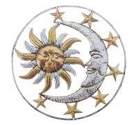 SHINEOFI Decorazione da Parete Sole e in Ferro Battuto Giallo Ornamento Murale per Interni ed Esterni Lampada a Sospensione per Corridoio e Giardino Complemento Decorativo Resistente e