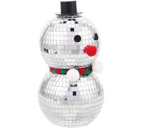 SHINEOFI Decorazione Disco Snowman Riflettente Argento in Vetro e Schiuma | Edizione Christmas, Display Versatile, Scintillio Riflettente per Inverno