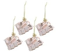 SHINEOFI Decorazioni Natalizie da Appendere 4 Pezzi Ciondoli a Forma di Treno e Auto Color Oro Chiaro per Albero di Natale, Resistenti e Leggeri per Casa, Ufficio e Feste di Natale