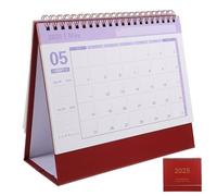 SHINEOFI Desk Calendar 2024-2025 Small Monthly Calendar July 2024 to Dec 2025 Standing Flip Desktop Calendar for Home Office School Metal Ring Twin-Wire Binding, Red
