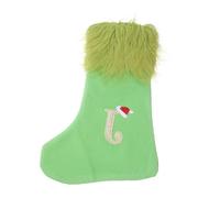 SHINEOFI di Natale dai Capelli Verdi Decorazioni per L'Albero di Natale Stocking Green con lussuose Lettera J Stockings