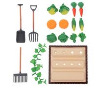 SHINEOFI Kit Modello di Fattoria per Casa Delle Bambole in Miniatura, Kit Modello di Mini Attrezzi Agricoli, Paesaggio Realistico di Un Campo di Verdure, Piccolo Micro Paesaggio con Pala E Rastrello