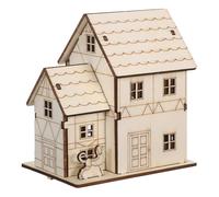 SHINEOFI Kit per La Costruzione di Una Casa in Legno: Modello Fai da Te di Una Baita Natalizia in Legno in Miniatura con Led, Puzzle 3d Incompiuto per Adulti, Casetta Natalizia per La Tavola di Natale