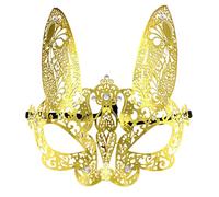 SHINEOFI Maschera Coniglio Mezza Faccia in Lega Oro per Halloween e Balli in Maschera, Design Elegante e Contorni Delicati un Tocco Raffinato