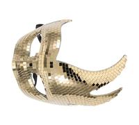 SHINEOFI Maschera da Ballo Elegante a Forma di Gatto in Vetro Oro Design Riflettente e Cinturini Regolabili per Festa di Halloween e Prom
