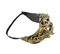 SHINEOFI Maschera da Samurai Demonio in Plastica Oro, Design Unico e Traspirante, per Cosplay e Halloween per Uomo e Donna
