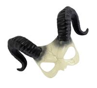 SHINEOFI Maschera Mezzo Viso da Diavolo Bianca Corno in Plastica per Halloween e Feste in Costume, Design Realistico Versatile per Uomo e Donna