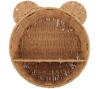 SHINEOFI Mensola da Parete Intrecciata in Vimini, Cestino Portaoggetti Sospeso Leggero e Decorazione Murale Rustica per Soggiorno, Balcone e Giardino, Scaffale Organizer Salvaspazio