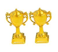 SHINEOFI Mini Coppa D'oro in Plastica per Decorazioni Torte, Set 2 Pezzi Trofei di Partecipazione Divertente per Feste Compleanno e Premi Ricordo