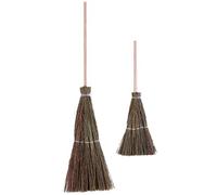 SHINEOFI Mini scopa in miniatura per casa delle bambole, scala 1:12, 2 pezzi, mini scopa tessuta a mano, piccola scopa da strega per casa delle bambole, accessori per mobili per Halloween, Natale