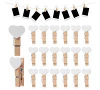 SHINEOFI Mollette in Legno Mini a Forma di Cuore Set da 20 Pezzi Clip Multifunzionali Leggere per Bucato Decorazione Foto e Fissaggio Abiti Antivento per Uso Domestico