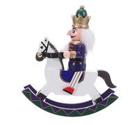 SHINEOFI Nutcracker Decor in Legno con Cavallo Dondolo Blu Soldatino Miniatura per Addobbi Natalizi Centro Tavola e Decorazioni Albero di Natale