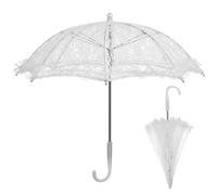 SHINEOFI Ombrello Parasole in Pizzo Bianco Ricamato da Sposa Accessorio Fotografico e per Danza Parasole Vintage per Matrimonio e Feste 1 Pezzo Impugnatura Ergonomica