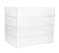 SHINEOFI Organizer per Ufficio Impilabile in Acrilico Trasparente 4 Ripiani Vassoio Portadocumenti Multiuso per Scrivania Scaffale per Forniture da Ufficio e Spazio di Lavoro Organizzato