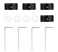 SHINEOFI Pedal Footswitch Topper Metal Button in Lega di Alluminio Nero, 4 Set con Vite, Cappucci Protettivi per Pedali Effetto Chitarra con Tampone Interno