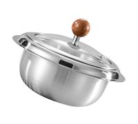 SHINEOFI Pentola in Acciaio Inossidabile per Zuppe Coreane con Coperchio, Resistente alle Macchie, per Cucina Tradizionale e Contemporanea, Argento
