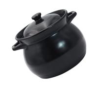 SHINEOFI Pentola in Terracotta per Stufato e Riso 1,1 l Resistente al Calore Coperchio Nero, Casseruola per Cucina a Fuoco Diretto, Antiaderente e Facile da Pulire, per Casa e Brodi