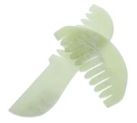 SHINEOFI Pettine in Jade Verde Strumento per Massaggio Capillare e Benessere 2 Pezzi Funzione di Sollievo Dalla Tensione Muscolare e Mal di Testa per Massaggio del Cuoio Capelluto