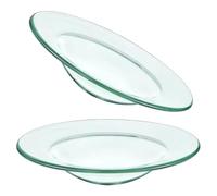SHINEOFI Piattino in Vetro Trasparente 12 Cm per Aromaterapia, Piastra Scalda-fragranze e Piatto per Sciogliere Cera, Set da 2 Pezzi per Lampade e Scaldacera Domestici
