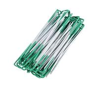 SHINEOFI Picchetti da Terra a Forma di U Zincati per e Giardinaggio, 20 Pezzi per Fissaggio Telo Pacciamatura e Tende, Supporto Stabile Resistente Alte Temperature per Prato