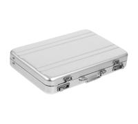 SHINEOFI Porta Biglietti da Visita in Lega di Alluminio, Contenitore Portatile per Biglietti da Visita, Design a Valigetta, Argento, 3,93 X 2,75 X 0,59 Pollici