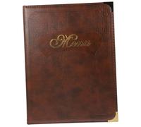 SHINEOFI Portamenu in Pelle Marrone per Ristorante Custodia Menu Prezzi Resistente e Riutilizzabile con Angoli Arrotondati Supporto Trasparente per Ordini Cartella Display Menu
