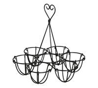 SHINEOFI Portauova da Cucina Creativo in Ferro Nero Sei Fori, Robusto Vassoio Espositivo per Uova Facile da Trasportare, Organizer Portauova Tipo Borsa per Mensa e Casa