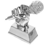 SHINEOFI Premio Microfono Argento in Resina Decorativo per Concorso Musicale, Resistente e Luminoso, per Aula e Camera