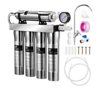 SHINEOFI Purificatore Acqua Sottolavello in Acciaio Inossidabile Stadi Ultrafiltrazione Filtro Acqua Domestico per Cucina con Installazione a Muro o Sotto Lavello Metodo Facile da Montare