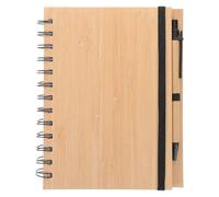 SHINEOFI Quaderno di Bambù a Spirale con Copertina in Bamboo Naturale, Blocco Note Portatile per Prendere Appunti, Quaderno per Lavoro e Scuola con Molte Pagine, Forniture per Ufficio
