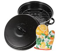 SHINEOFI Rostiera per Uso Quotidiano in Smalto Nero, Pentola per Arrosto Resistente e Non Deformabile, per Patate Dolci e Castagne in Cucina Domestica Stili multipli