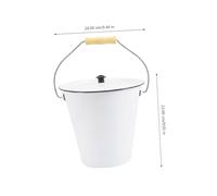 SHINEOFI Secchio per Cenere in Smalto Coperchio e Manico in Legno, Contenitore Portatile per Bruciare Carta e Rifiuti, Inceneritore da Giardino da 5,5l Adatto per Caminetti e Barbecue