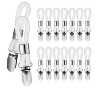 SHINEOFI Set 16 Clip per Asciugamani da Bagno in Ferro e Cotone Morsetti Porta Asciugamani da Cucina e Bagno Corda Intrecciata Colore Bianco Latte Fermagli Resistenti per Appendere e