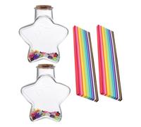 SHINEOFI Set 2 Bottiglie Portaoggetti Decorativi Trasparenti in Plastica, Contenitori per Origami con 1080 Stelle Colorate, Barattoli Fai da Te per Decorazione Camera e Regalo