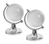 SHINEOFI Set 2 Globetti Mappamondo da Scrivania in Cristallo Trasparente Rotante, Decorazione Casa e Ufficio, Ornamento Sfera Mappa del Mondo per Camera e Studio