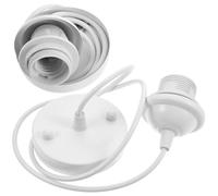 SHINEOFI Set 2 Pezzi Portalampada a Sospensione E27 Attacco a Vite Filettato, Cavo Bianco 1 Metro, Rosone da Soffitto per Lampade Led, Halogena e Fluorescente, Adatto per Soffitti