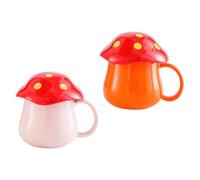 SHINEOFI Set 2 Pezzi Tazza da Latte e Caffè in Ceramica a Forma di Fungo, Tazze per Colazione Impugnatura Comoda, Superficie Liscia, Adatte per Uso Domestico e Ufficio
