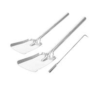 SHINEOFI Set 3 Pezzi Utensili per Caminetto in Acciaio Spesso Paletta Carbone Grande e Piccola, Pinze e Gancio per Legna da Ardere, Attrezzi per Pulizia e Manutenzione Focolare da Interno