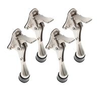 SHINEOFI Set 4 Pezzi Fermaporta da Pavimento in Argento con Presa Salda e Meccanismo a Pedale, per Porte in Ambienti Interni