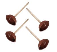 SHINEOFI Set 4 Sturalavandini per WC con Manico in Legno, Stantuffo in Gomma ad Alta Pressione per Bagno e Cucina, Dispositivo Manuale per Liberare Scarichi Ostruiti, Strumento